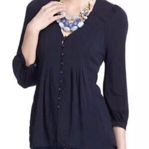 Anthropologie Vanessa Virginia Navy Blue Blouse Size 4